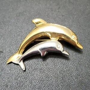 AAI vintage multi tone dolphin brooch